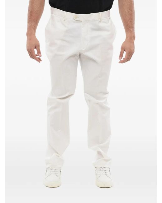 Corneliani White Cotton Chino Trousers for men