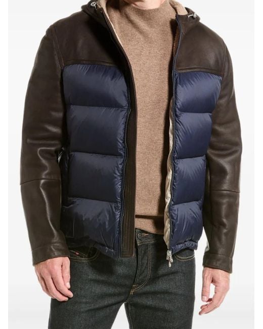 Brunello Cucinelli Blue Colour-Block Puffer Jacket for men