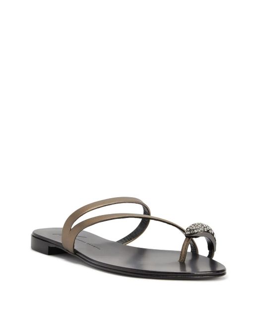Giuseppe Zanotti Metallic Febe Crystal-Embellished Leather Sandals