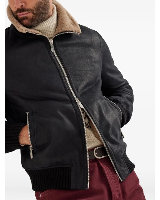 Chaqueta bómber con forro de pelo Brunello Cucinelli de hombre de color Black