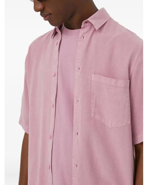Samsøe & Samsøe Pink Chest-Pocket Short-Sleeve Shirt for men