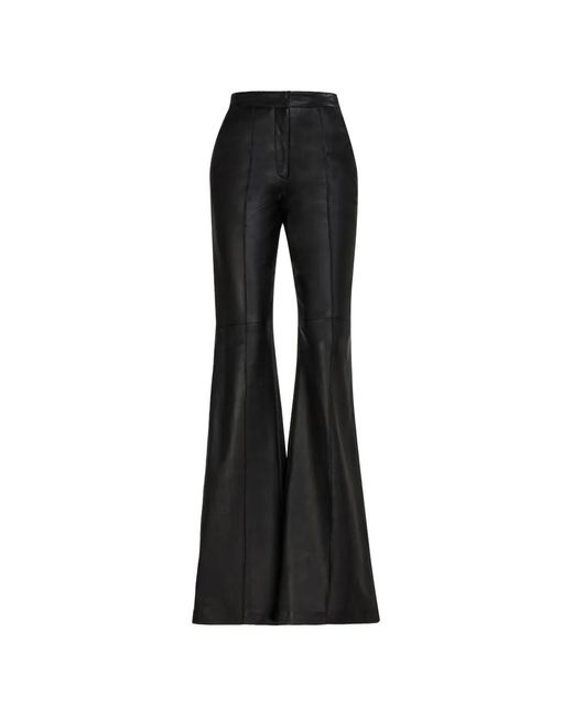 Costarellos Black Carmina Front-Seam Wide-Leg Leather Trousers