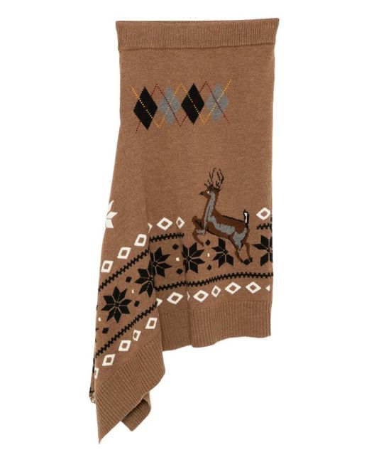 Monse Brown Fair Isle Midi Skirt