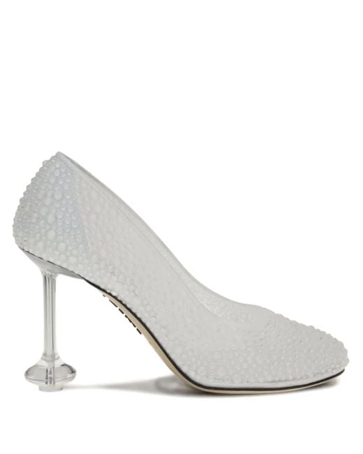 Loewe White 90Mm Strass Toy Pumps