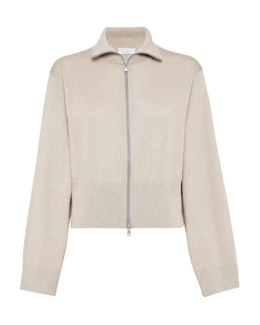 Brunello Cucinelli Natural Cardigan mit Reißverschluss