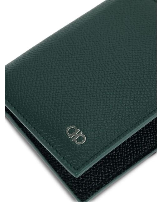 Ferragamo Green Gancini Grained Leather Cardholder for men