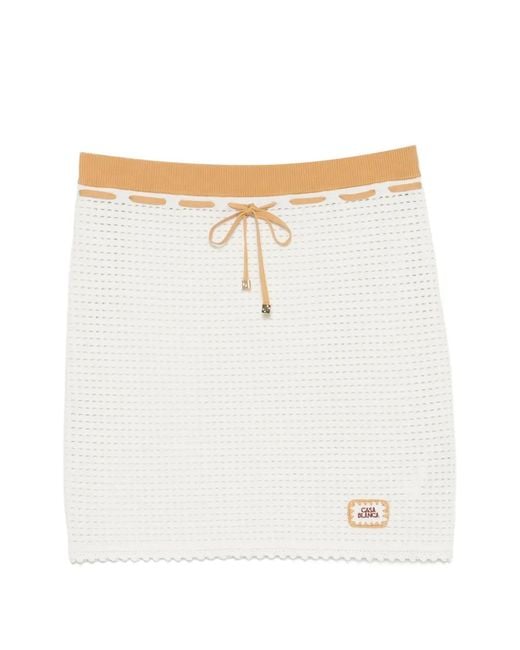 Casablanca White Drawstring-Waist Mini Skirt