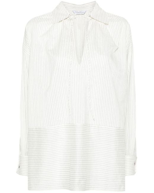 Chemise rayée à col italien Max Mara en coloris White