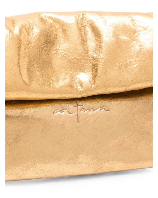 Cortana Natural Delhi Metallic-Effect Clutch Bag