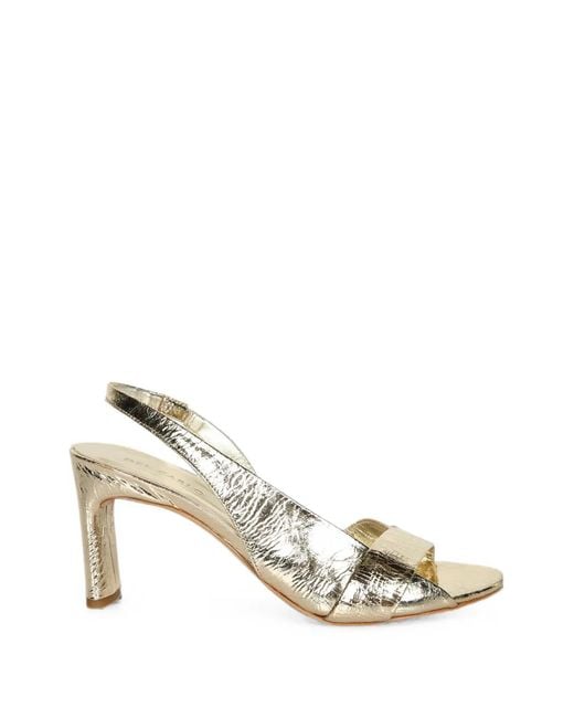 Roberto Del Carlo Metallic Crinkled-Effect Slingback Sandals