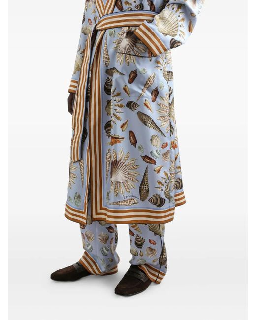 Dolce & Gabbana White Shell-Patterned Robe