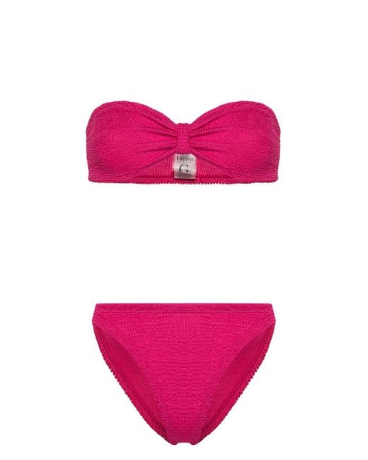 Hunza G Pink Jean Shirred Bikini