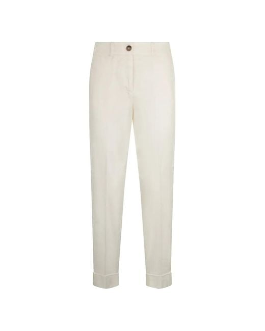Peserico White Cuffed Trousers