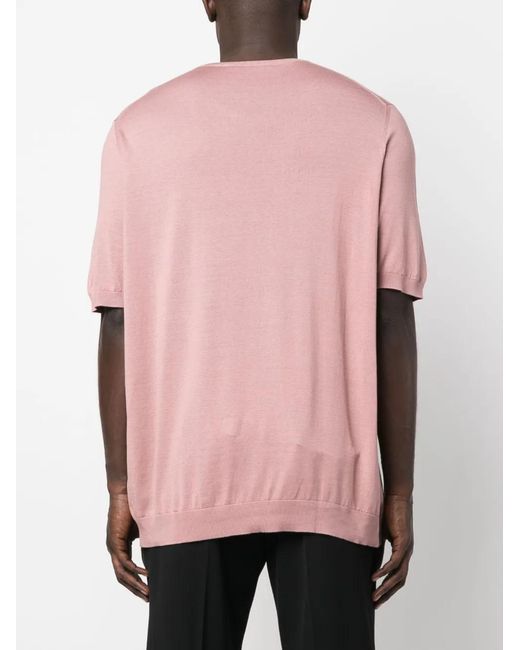 Tagliatore Pink Knitted Silk T-Shirt for men