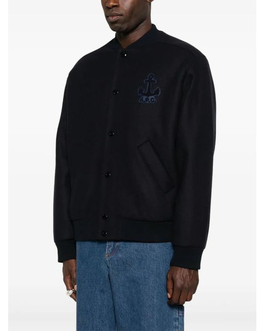 A.P.C. Black Logo-Embroidered Jacket for men