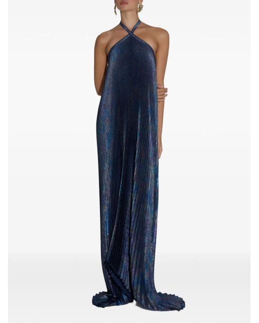 l'ide deesse halter pleated column maxi dress L'IDEE Deesse Gown in Moss