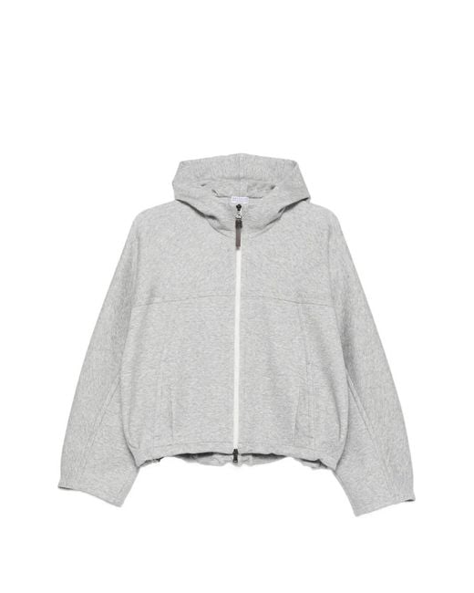 Brunello Cucinelli White Cotton Blend Hoodie