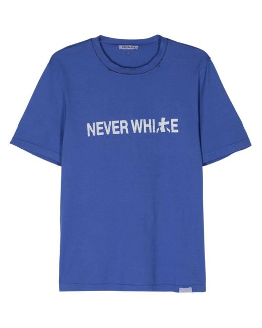 Premiata Blue Athens Logo-print T-shirt for men