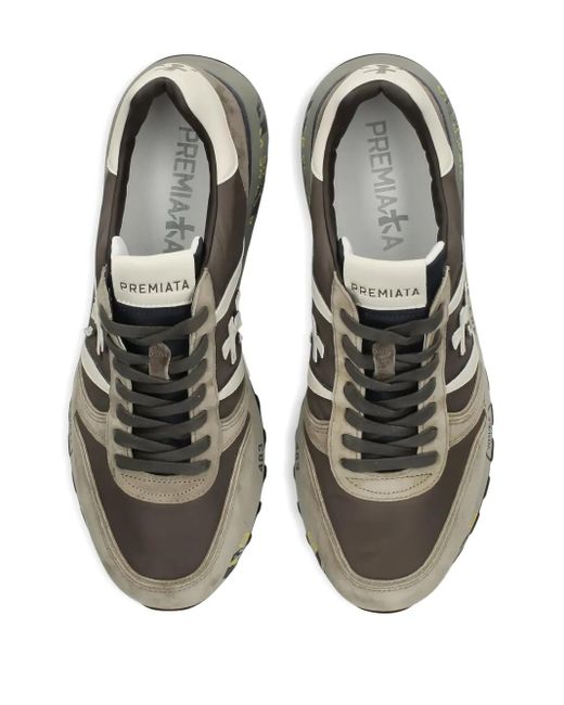 Premiata Brown Lander Cross-Detail Suede Sneakers for men