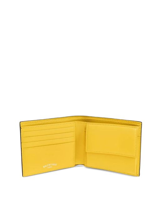 Balenciaga Black Logo-Print Mini Bi-Fold Wallet for men