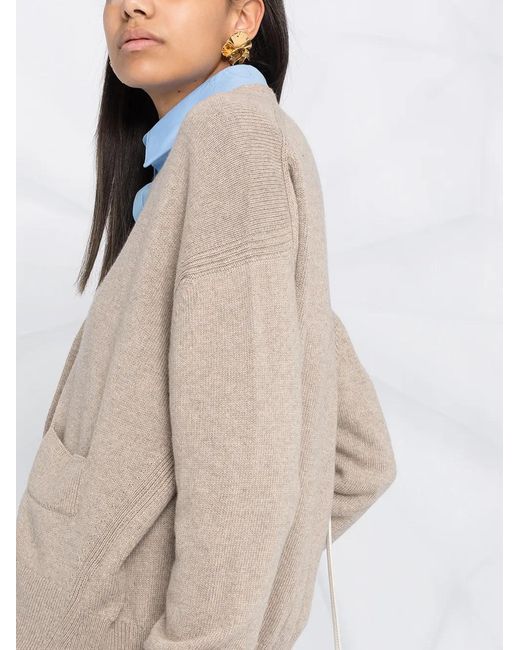 Barrie Natural Rib-Detail Cashmere Cardigan