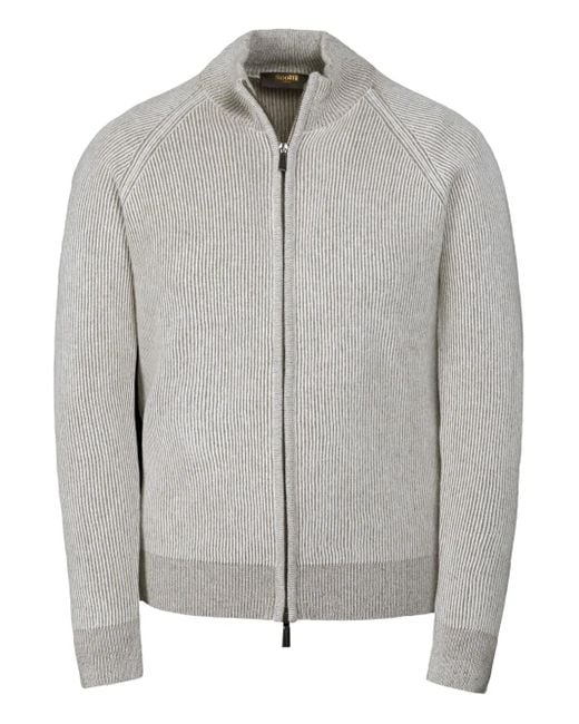 Moorer Dean-Wsv Geribbeld Vest Met Rits in het Gray voor heren