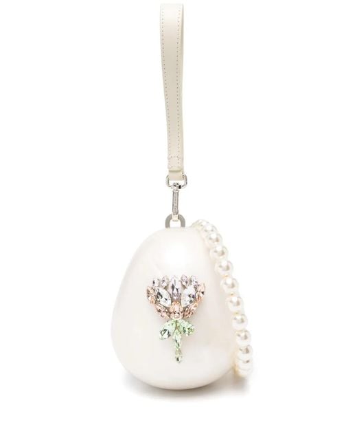 Clutch Pearl Egg Micro di Simone Rocha in White