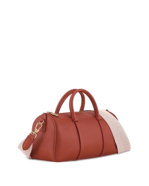 Longchamp Red Medium Daylong Leather Tote Bag