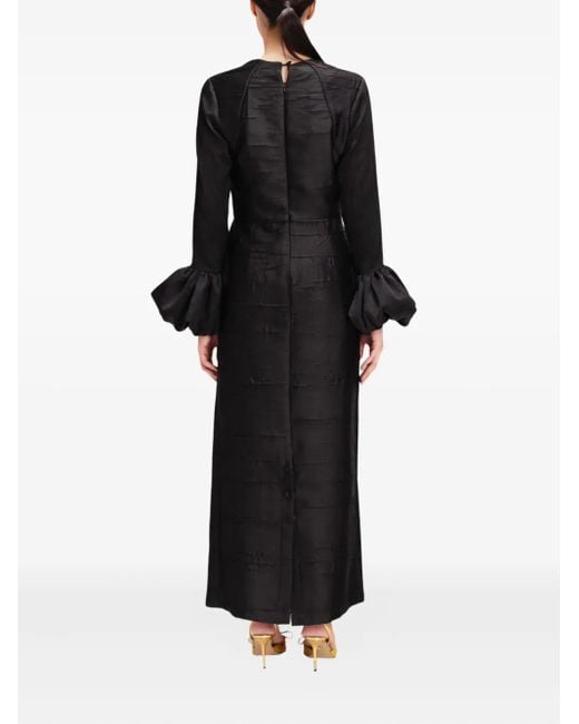 Baruni Black Talia Maxikleid mit gerüschten Bündchen