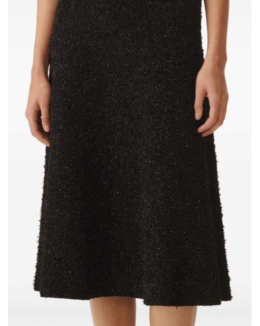 Fabiana Filippi Black Textured-Finish Midi Skirt