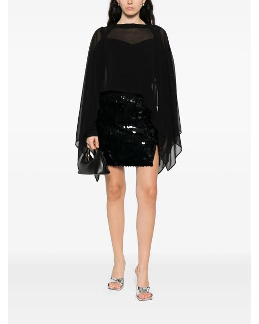 P.A.R.O.S.H. Black Sequin-Embellished Mini Skirt