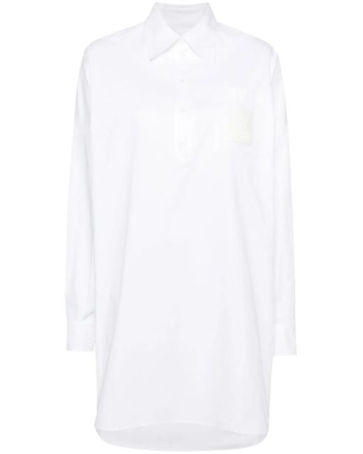Moschino White Logo-Patch Cotton Shirtdress