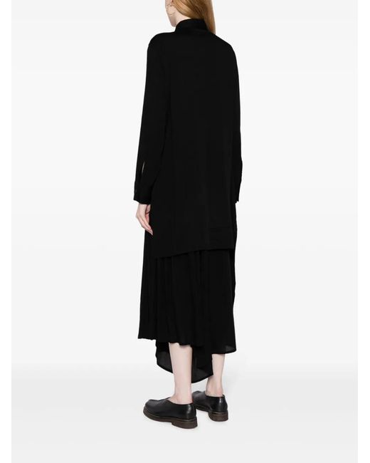 Yohji Yamamoto Black Asymmetric Long-Sleeve Shirtdress
