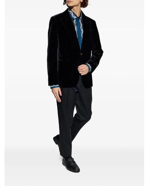 Versace Black Velvet Single-Breasted Blazer for men