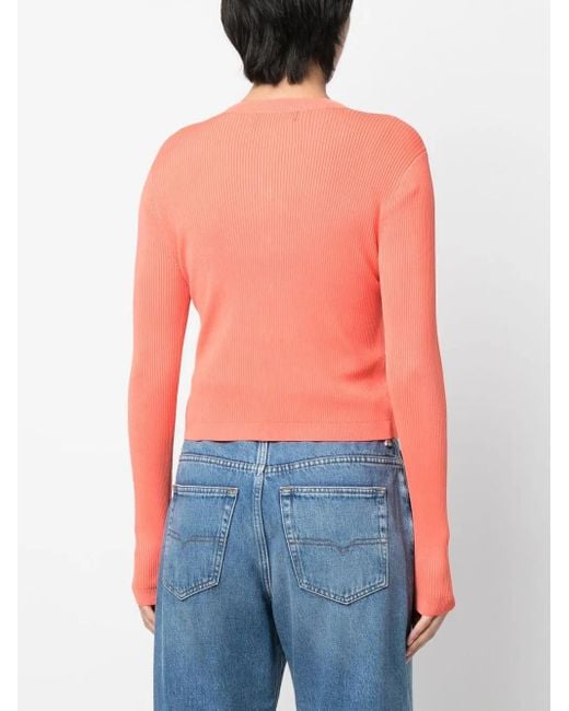 Ralph Lauren Pink Button-Up Rib-Knit Cardigan