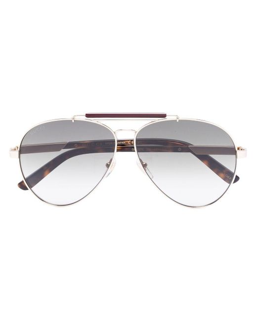 Gucci Gray -tone Pilot-frame Sunglasses - Men's - Acetate/metal for men