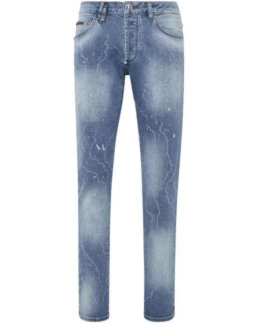 Philipp Plein Blue Mid-rise Straight-leg Jeans for men