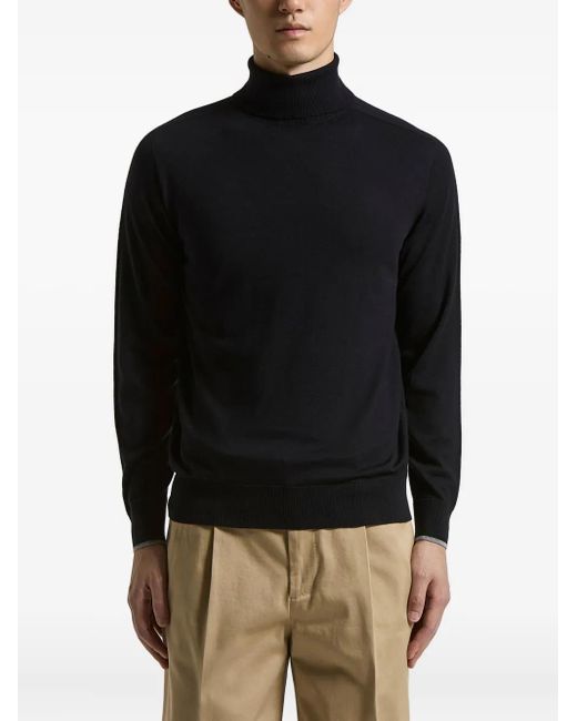 Peserico Black Roll-Neck Sweater for men