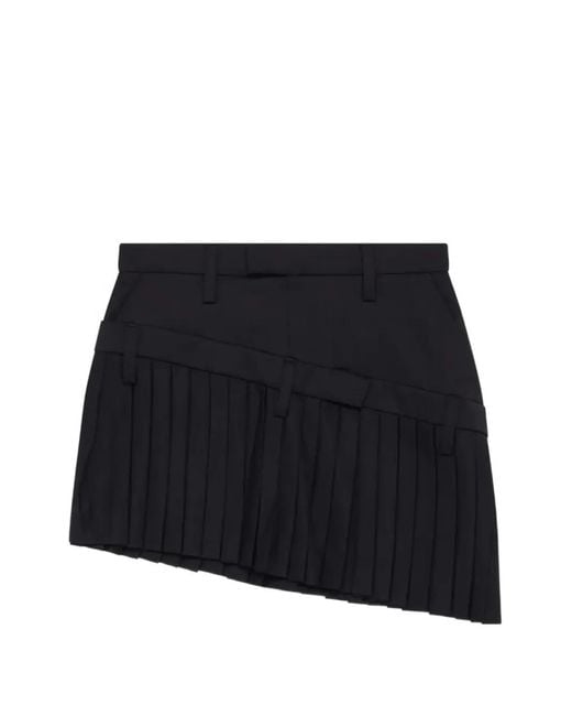 Torishéju Black Minijupe Plissée À Design Asymétrique