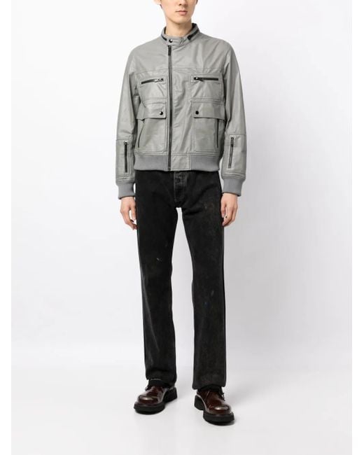 Undercover Gray Zip-Up Biker Jacket for men