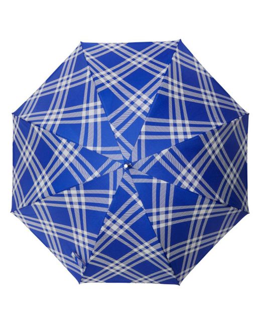 Burberry Blue Panelled Checked Umbrella