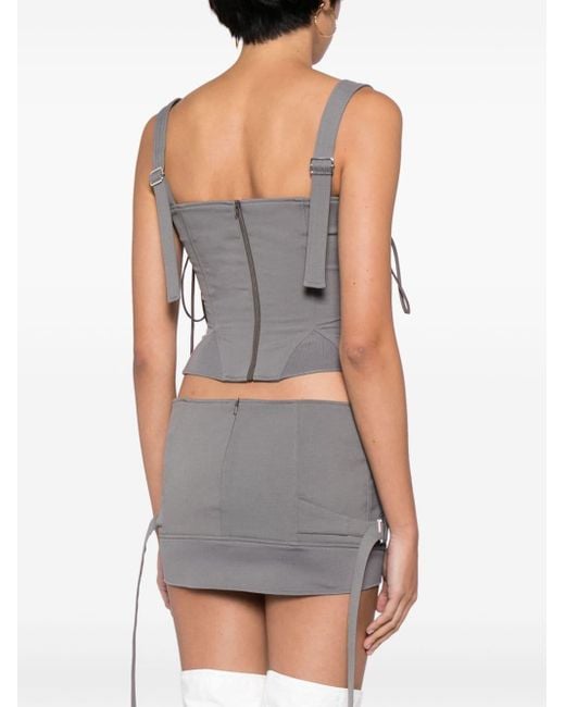 KNWLS Gray Lace-up Bustier Top