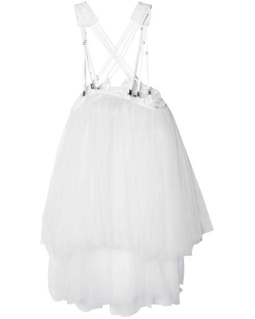 Noir Kei Ninomiya White Harness-fastened Tulle Skirt