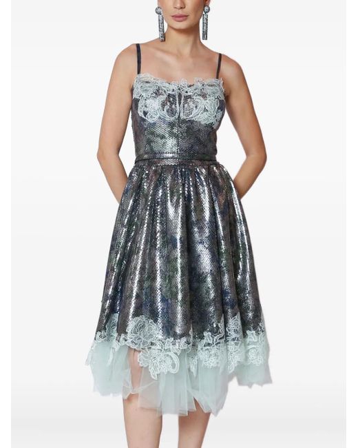 Lethicia Bronstein Blue Mônica Sequinned Lace Dress
