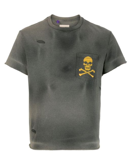 GALLERY DEPT. Green Skull And Crossbones-print Distressed T-shirt