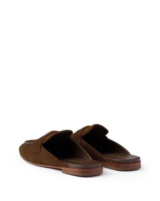Prada Brown Suede Slippers