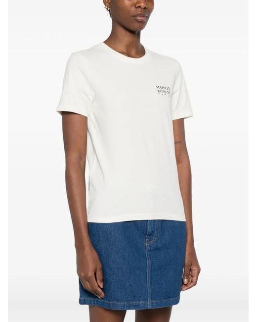 Maison Kitsuné White Printed T-Shirt