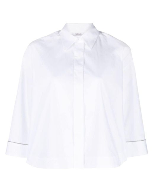 Peserico White Hemd mit Perlen