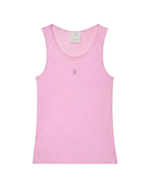 Givenchy Pink 4G-Plaque Ribbed-Knit Tank Top