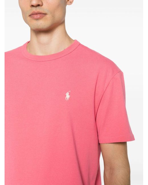 T-shirt à logo brodé Polo Ralph Lauren pour homme en coloris Pink
